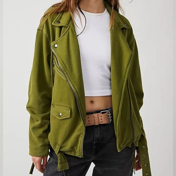NWT NEW Free People Rebel Rebel Knit Moto Biker Motorcycle Style Jacket - Picture 9 of 9